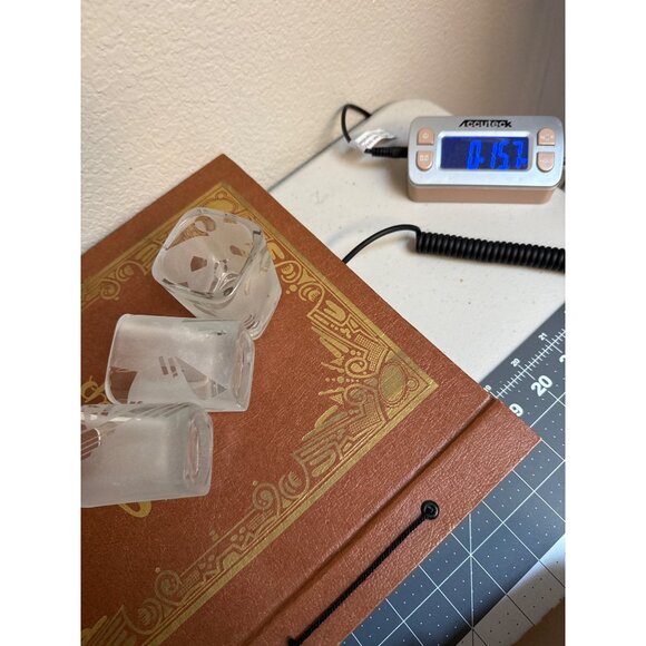 Set Of 3 Frosted Clear Glass Square Votive Candle Holders With Etched Geometric - Picture 12 of 16